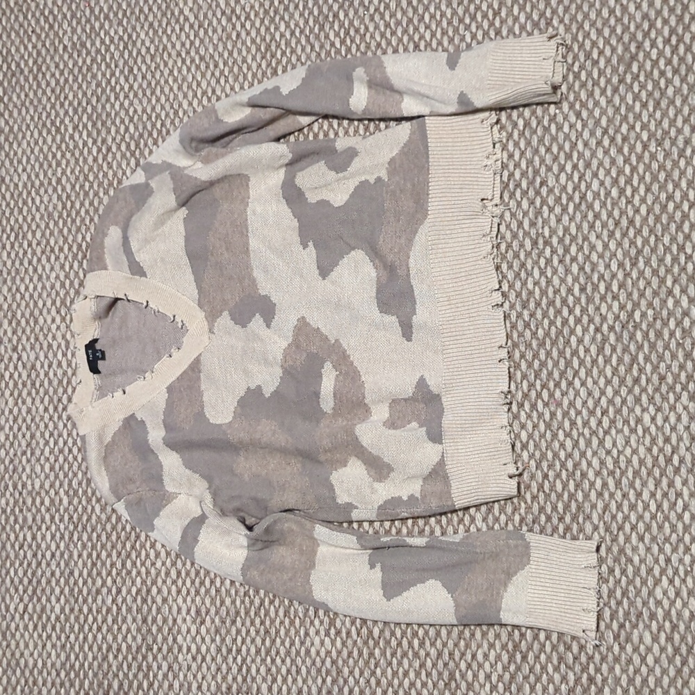 FATE distressed camo sweater